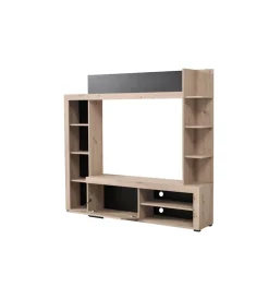 Pareti Soggiorno E Porta Tv-BellaHome Parete da soggiorno "venezia" quercia e nero, 172x33x157 cm