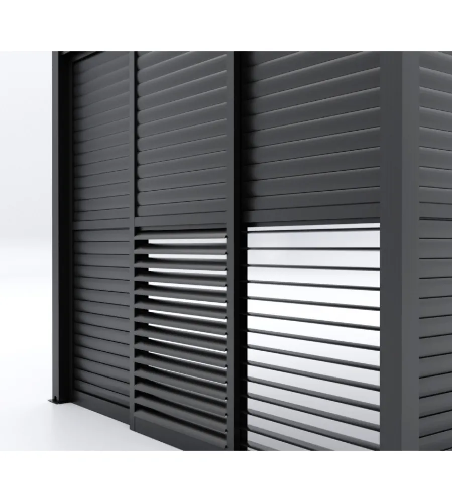 Coperture Per Esterno E Accessori- Parete laterale a pannelli scorrevoli per pergole riviera "sliding blind" in alluminio antracite lato 4 m