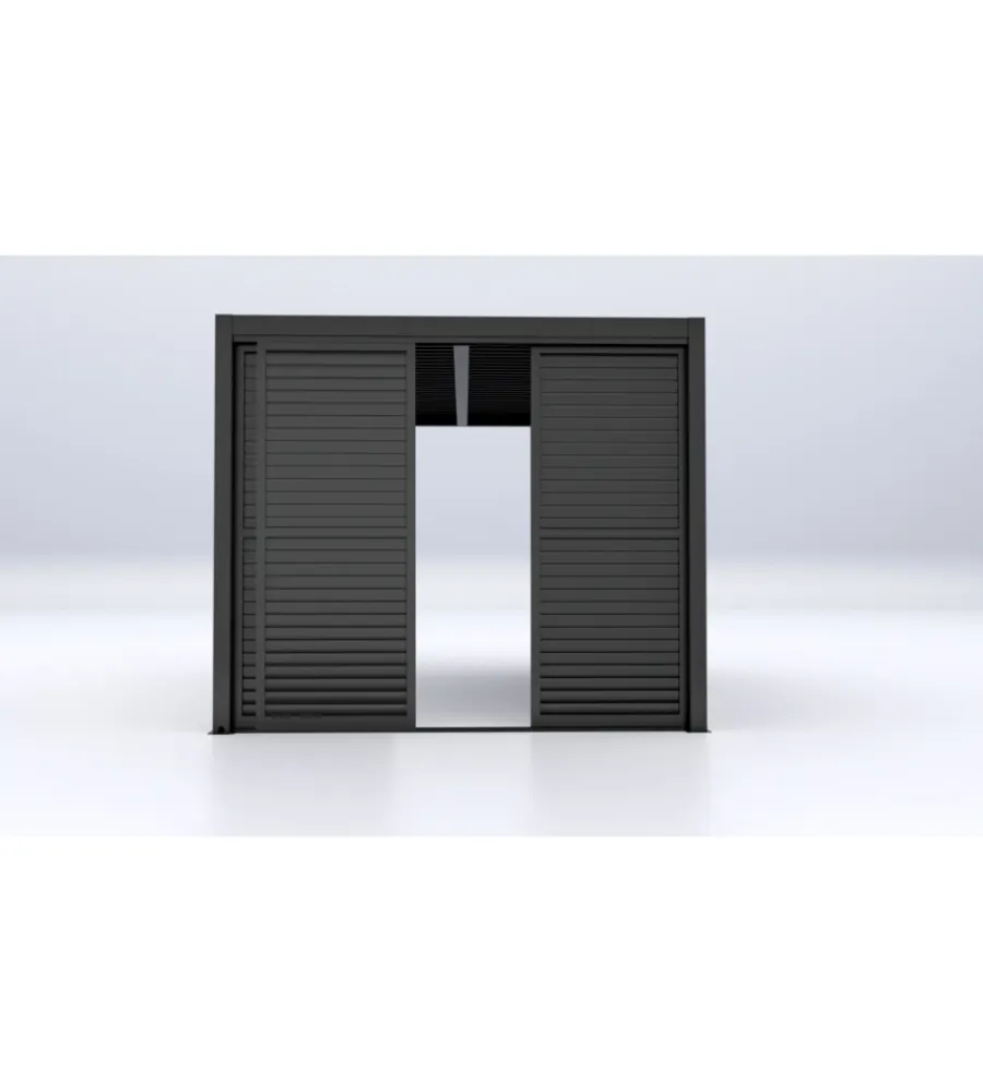 Coperture Per Esterno E Accessori- Parete laterale a pannelli scorrevoli per pergole riviera "sliding blind" in alluminio antracite lato 3 m