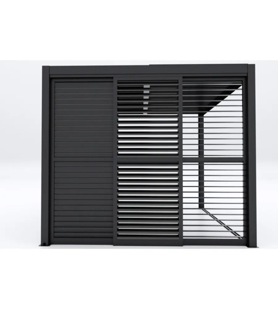 Coperture Per Esterno E Accessori- Parete laterale a pannelli scorrevoli per pergole riviera "sliding blind" in alluminio antracite lato 3 m