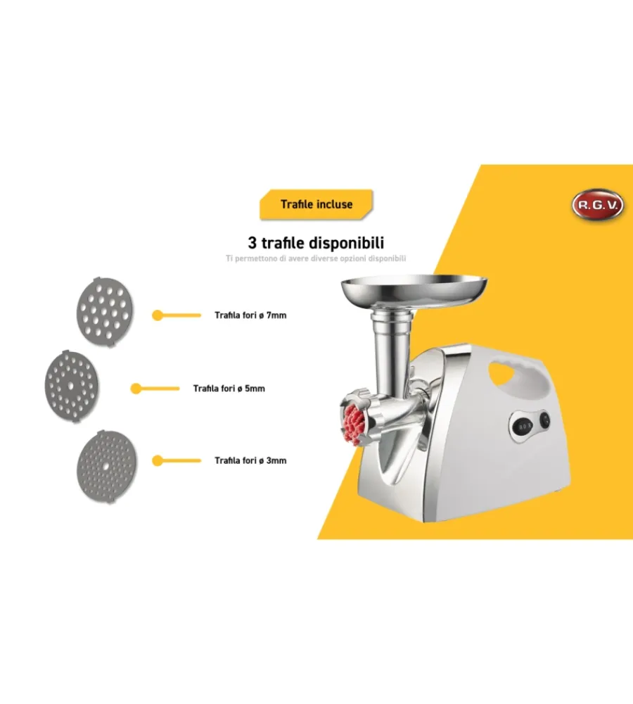 Conservazione Alimenti- Passapomodoro elettrico 3 in 1 r.g.v "new duetto plus" con doppio senso di rotazione, 550 w
