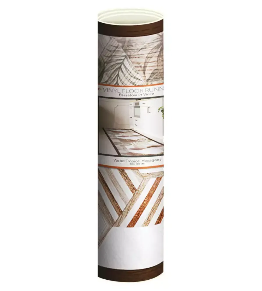 Online Passatoia in vinile "runner" fantasia "tropical hexagons", 180x50 cm Tessile D'Arredo