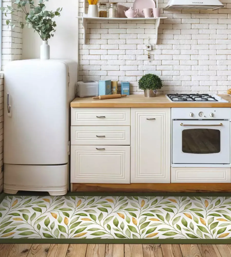 Clearance Passatoia in vinile "runner" fantasia "emerald ramage", 180x50 cm Tessile D'Arredo