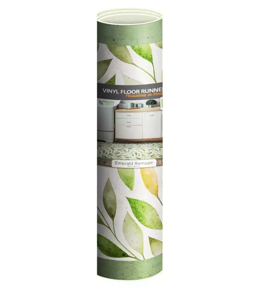 Clearance Passatoia in vinile "runner" fantasia "emerald ramage", 180x50 cm Tessile D'Arredo