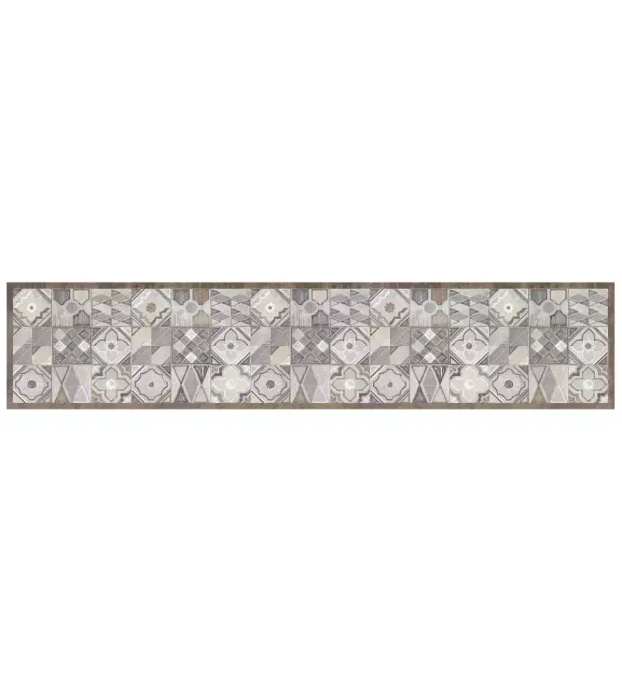 Tessile D'Arredo|Passatoia in vinile "runner" fantasia "hand-drawn tiles", 240x50 cm