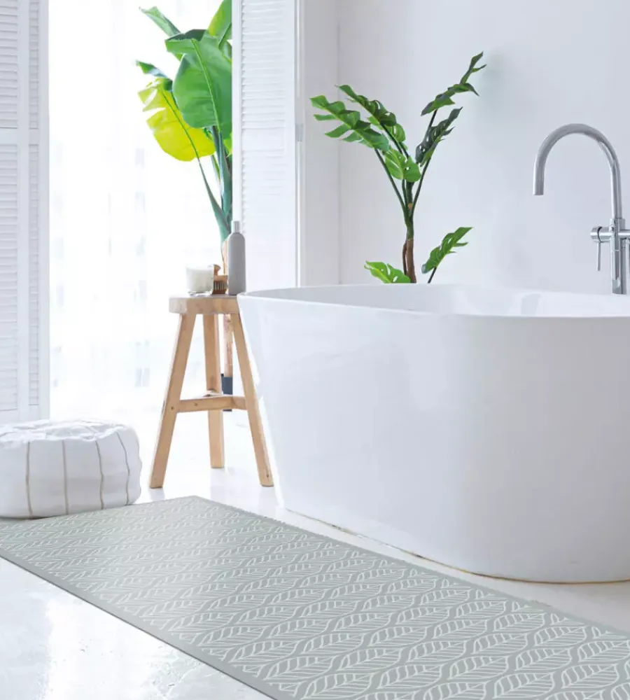 Tessile D'Arredo|Passatoia in vinile "runner" fantasia "leaves texture", 120x50 cm