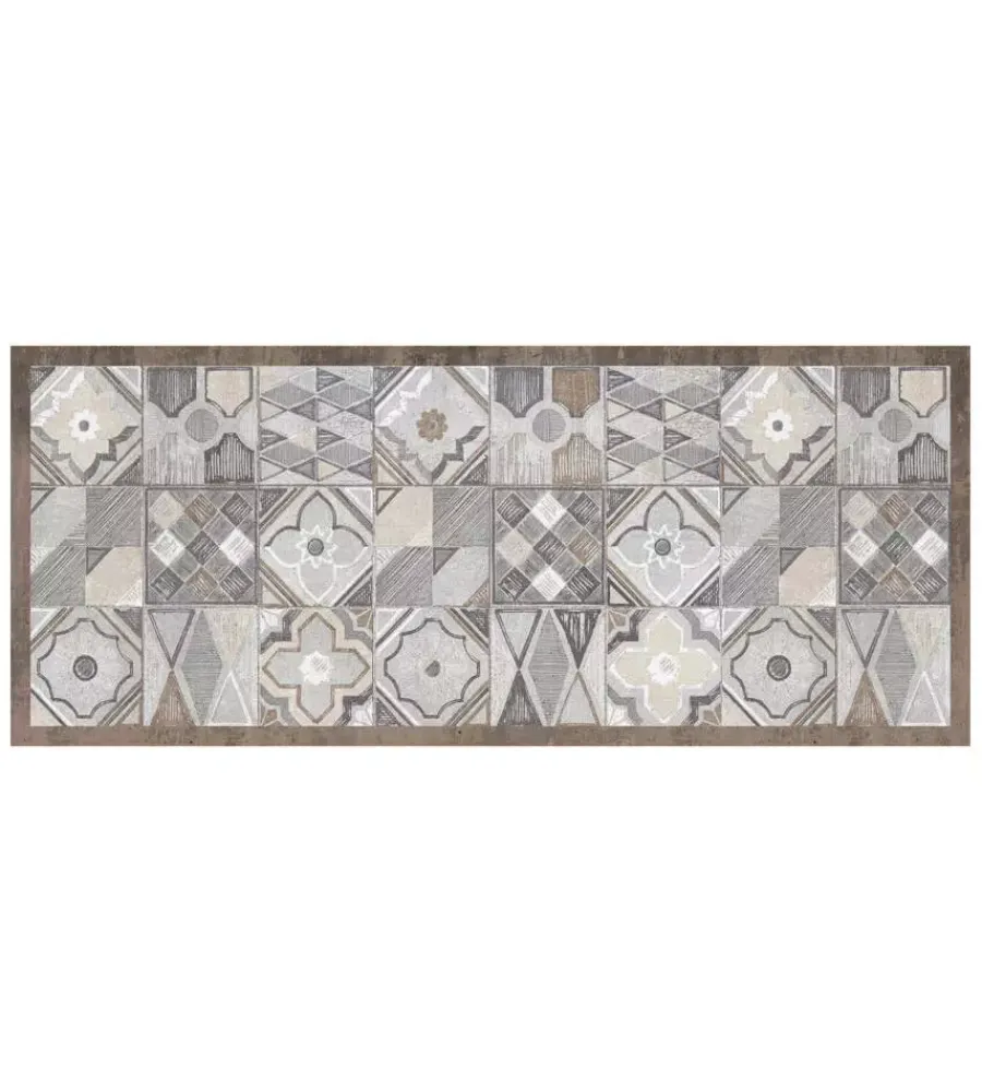 Clearance Passatoia in vinile "runner" fantasia "hand-drawn tiles", 120x50 cm Tessile D'Arredo