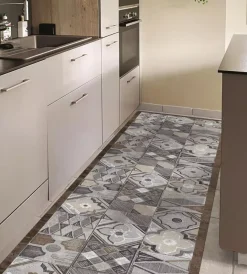 Clearance Passatoia in vinile "runner" fantasia "hand-drawn tiles", 120x50 cm Tessile D'Arredo