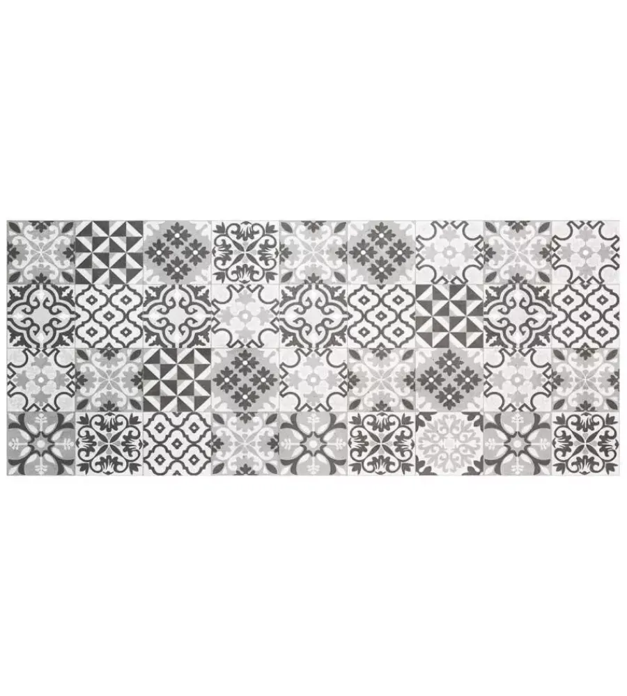 Passatoia in vinile "runner" fantasia "piastrelle grigie", 120x50 cm Tessile D'Arredo
