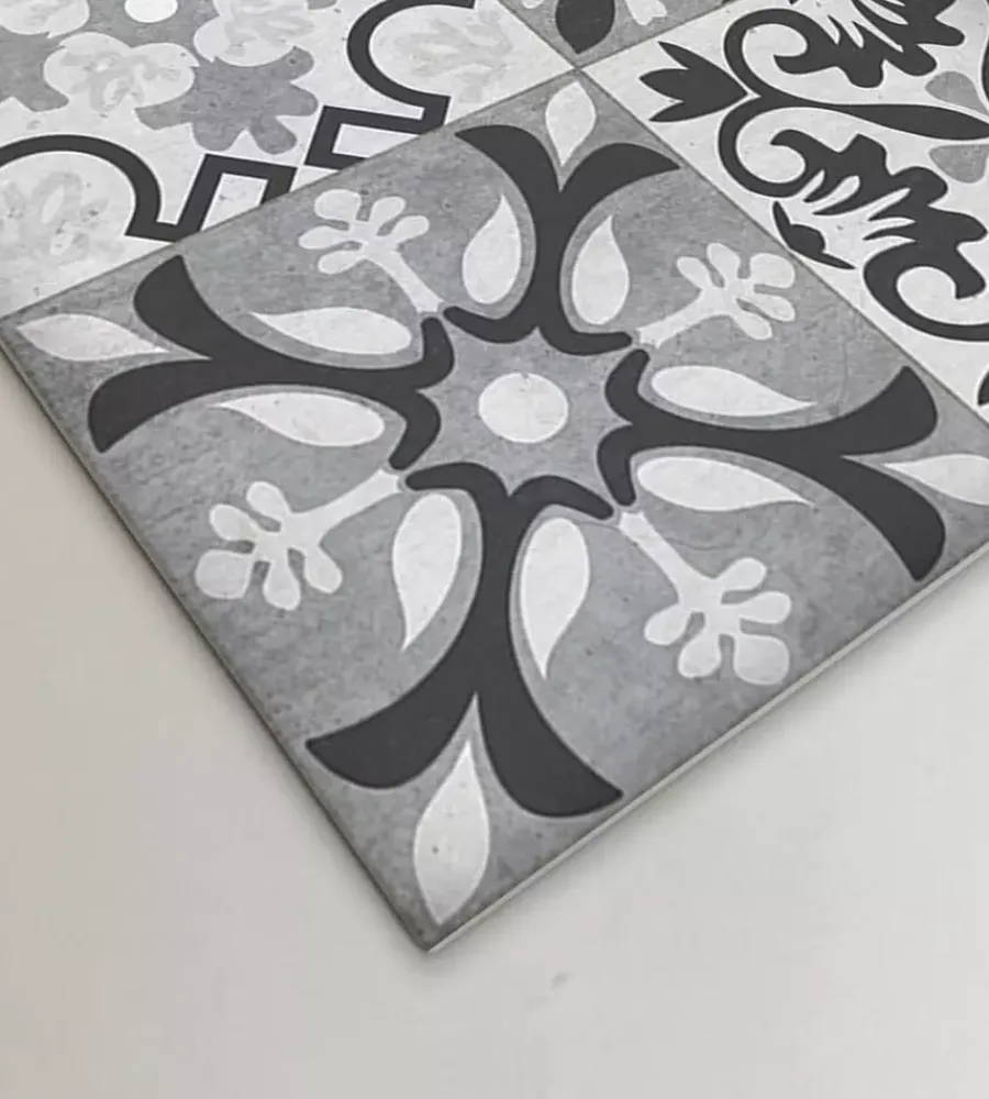 Passatoia in vinile "runner" fantasia "piastrelle grigie", 120x50 cm Tessile D'Arredo