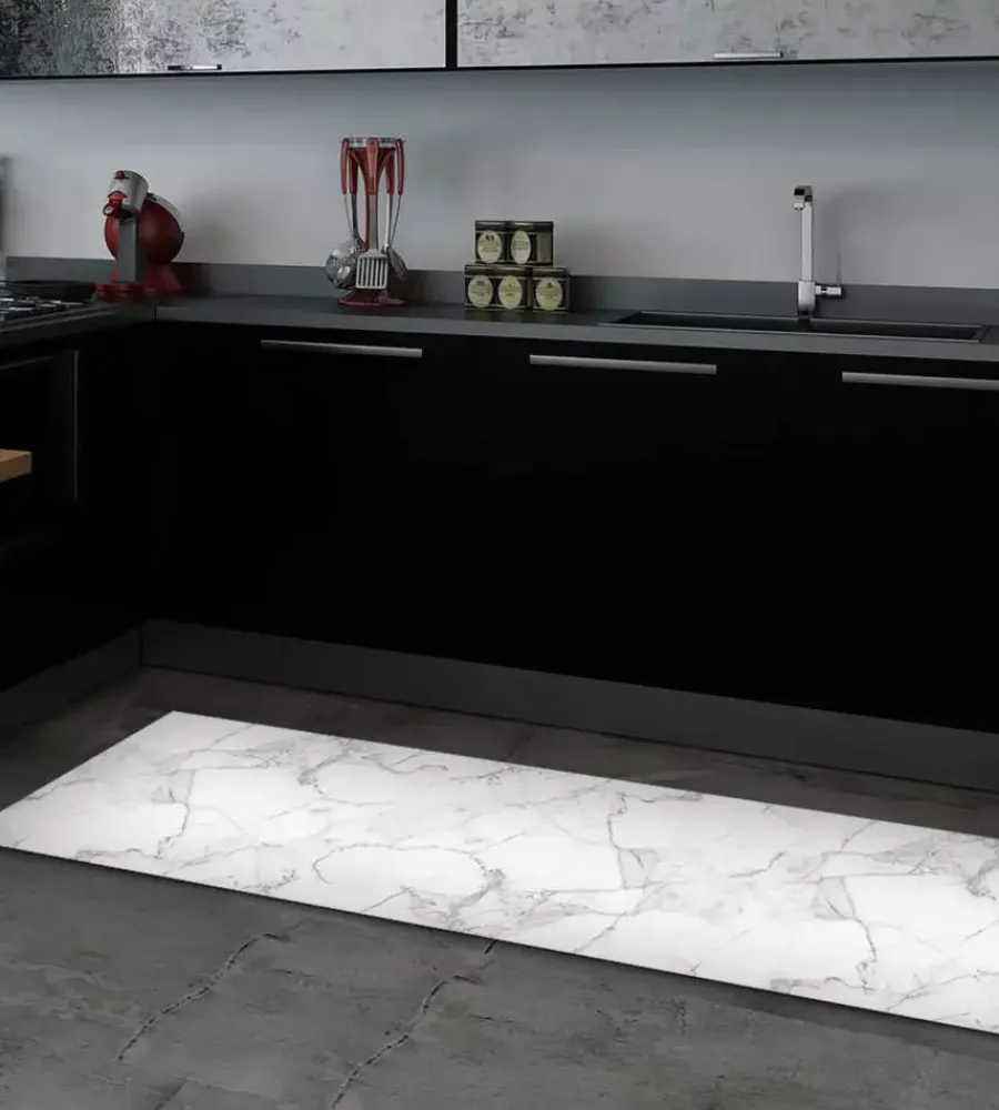 Tessile D'Arredo|Passatoia in vinile "runner" fantasia "white marble", 180x50 cm