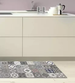 Tessile D'Arredo- Passatoia in vinile "runner" fantasia "azulejos vintage", 120x50 cm