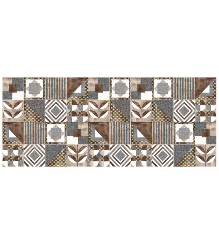 Tessile D'Arredo|Passatoia in vinile "runner" fantasia "brown cementine", 120x50 cm