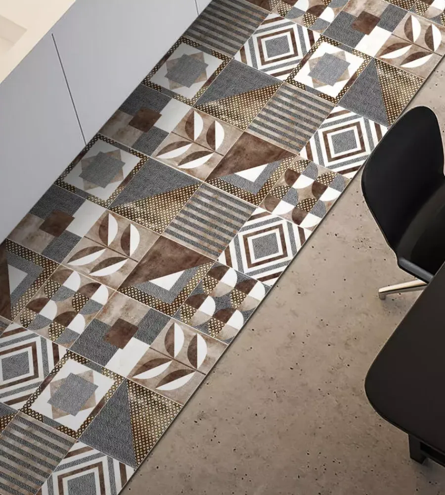 Tessile D'Arredo|Passatoia in vinile "runner" fantasia "brown cementine", 120x50 cm