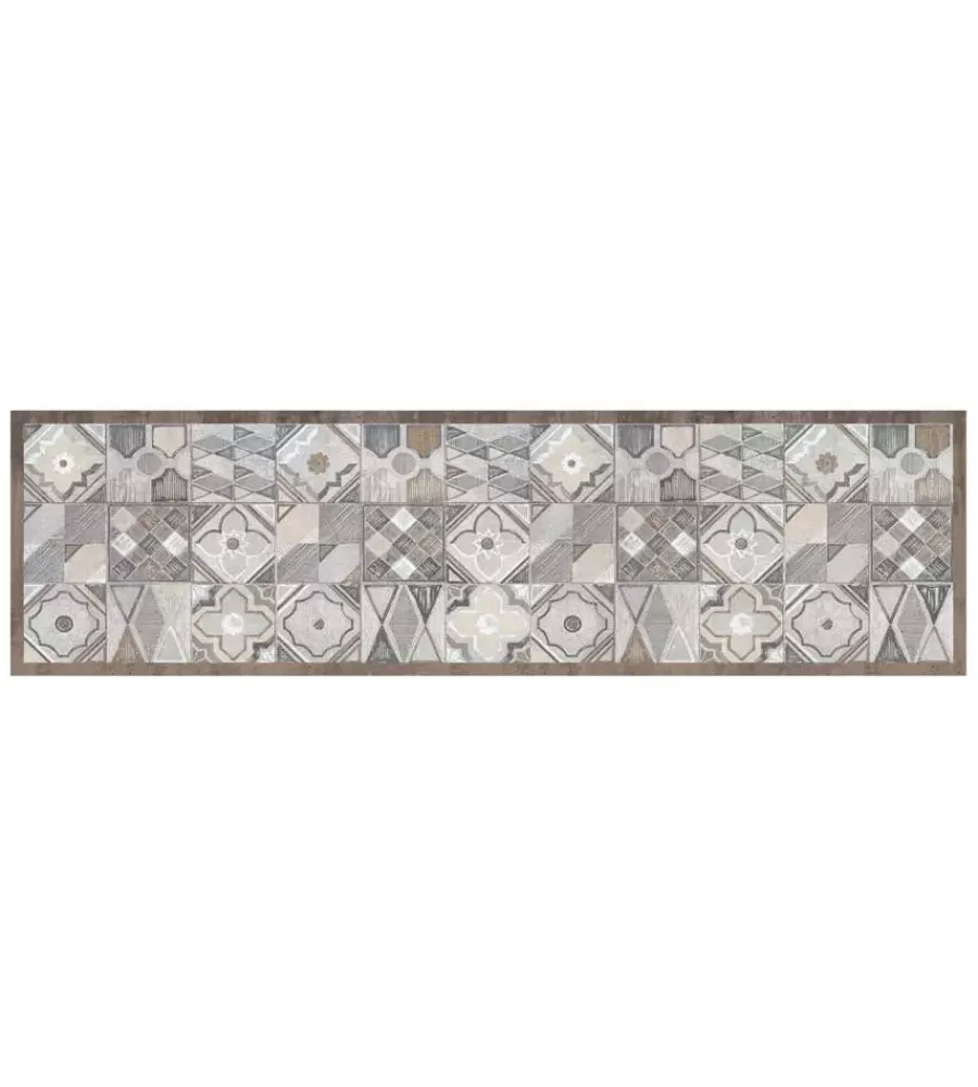 Tessile D'Arredo- Passatoia in vinile "runner" fantasia "hand-drawn tiles", 180x50 cm