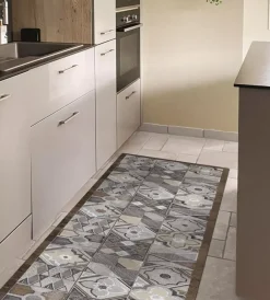 Tessile D'Arredo- Passatoia in vinile "runner" fantasia "hand-drawn tiles", 180x50 cm