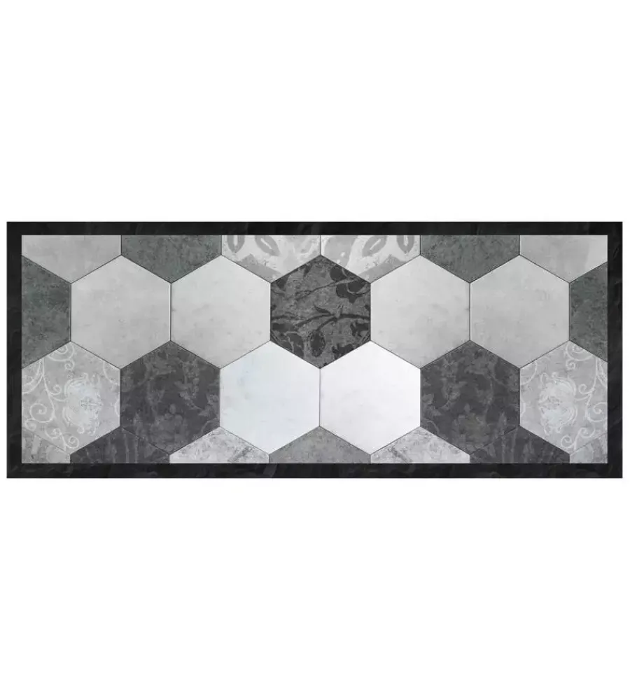New Passatoia in vinile "runner" fantasia "grey exagons", 120x50 cm Tessile D'Arredo