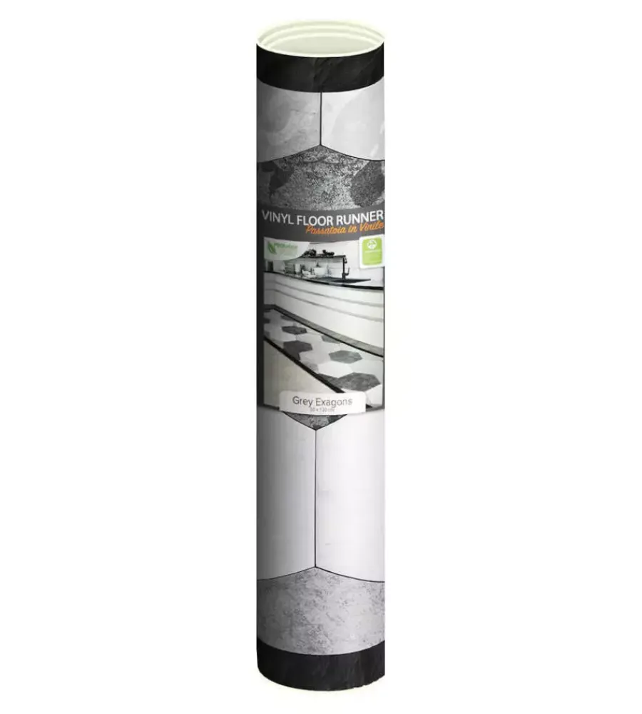 New Passatoia in vinile "runner" fantasia "grey exagons", 120x50 cm Tessile D'Arredo