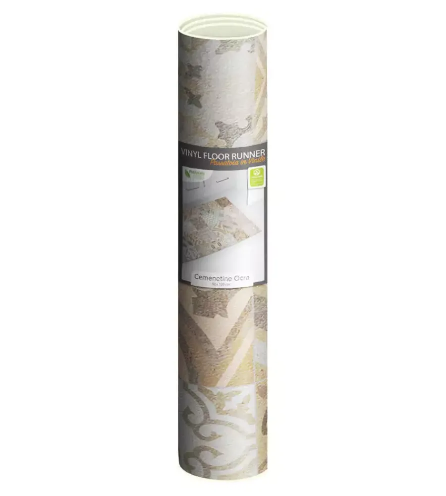 Tessile D'Arredo- Passatoia in vinile "runner" fantasia "cementine arancioni", 120x50 cm