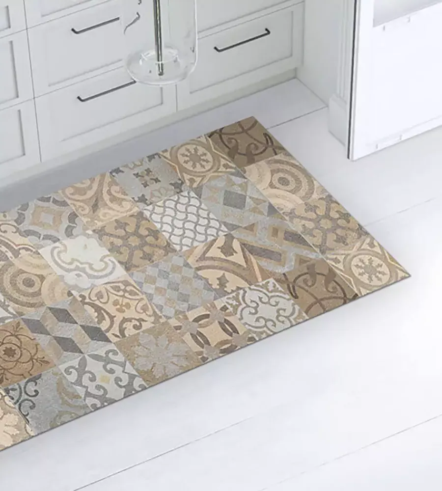 Tessile D'Arredo- Passatoia in vinile "runner" fantasia "cementine arancioni", 120x50 cm