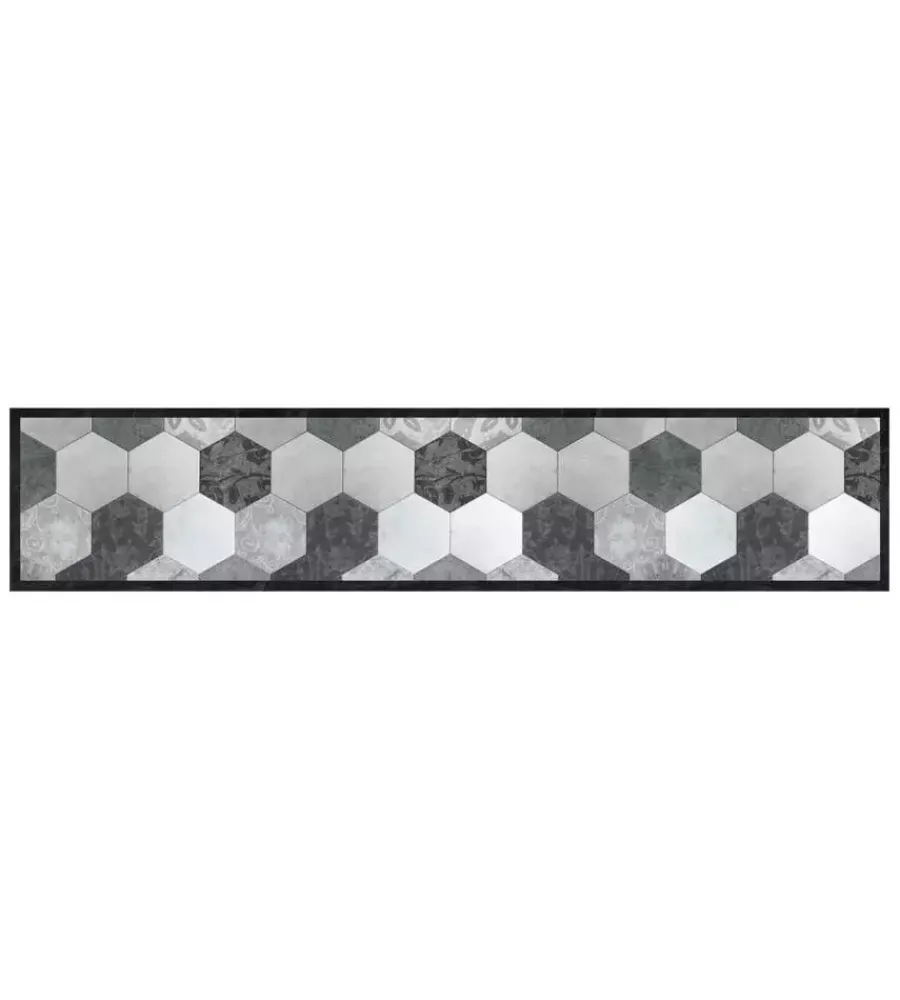 Tessile D'Arredo|Passatoia in vinile "runner" fantasia "grey exagons", 240x50 cm