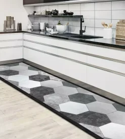 Tessile D'Arredo|Passatoia in vinile "runner" fantasia "grey exagons", 240x50 cm