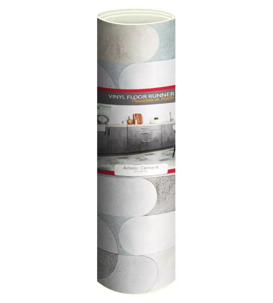 Tessile D'Arredo- Passatoia in vinile "runner" fantasia "artistic cement", 240x50 cm