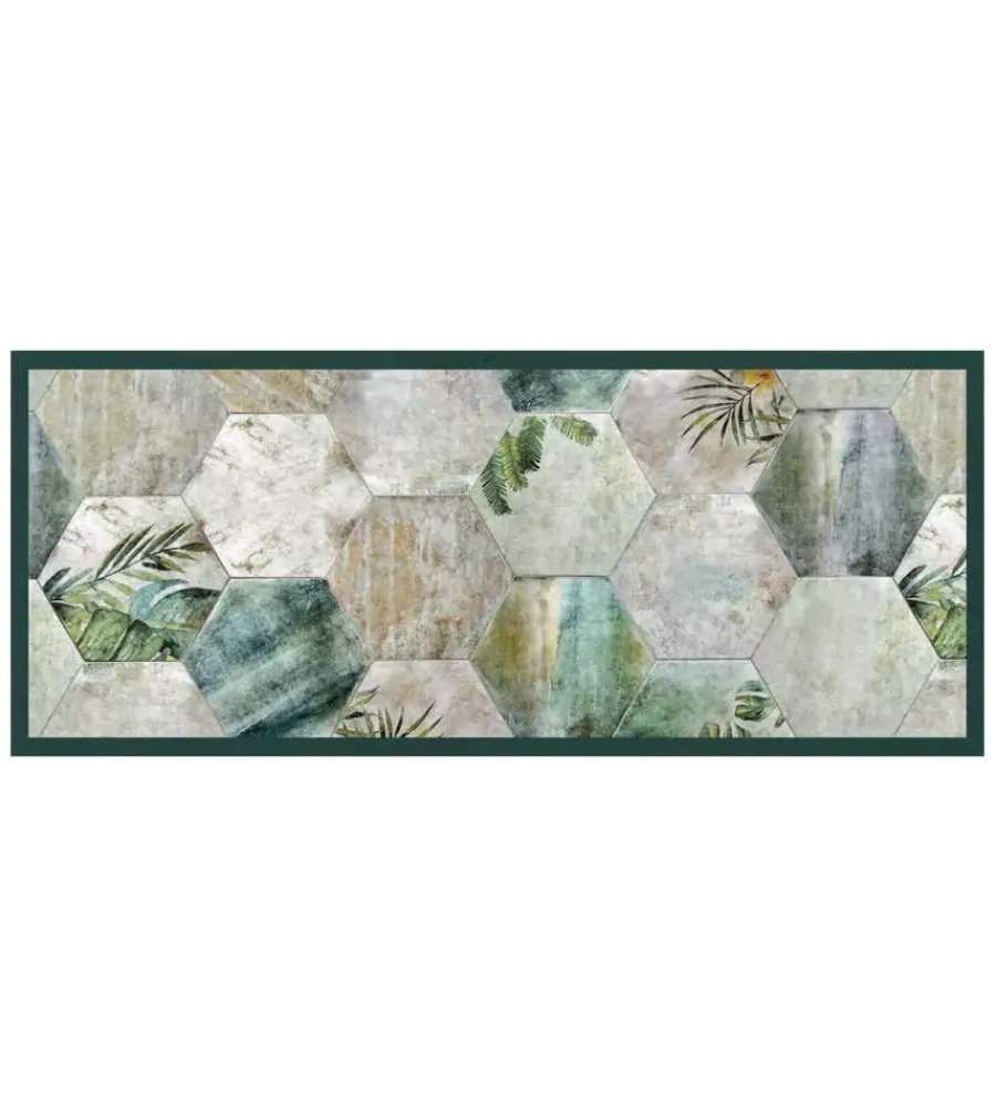 Tessile D'Arredo- Passatoia in vinile "runner" fantasia "tropical composition", 120x50 cm