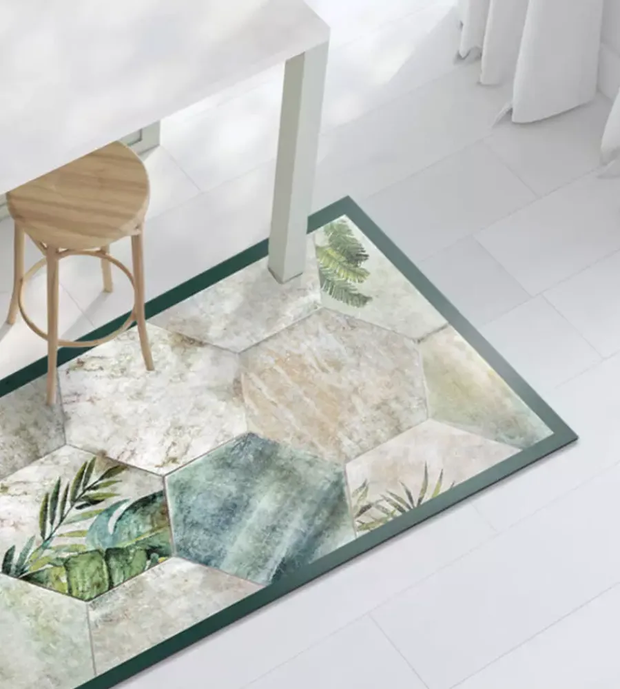 Tessile D'Arredo- Passatoia in vinile "runner" fantasia "tropical composition", 120x50 cm