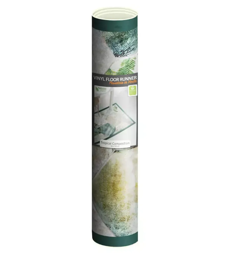 Tessile D'Arredo- Passatoia in vinile "runner" fantasia "tropical composition", 120x50 cm