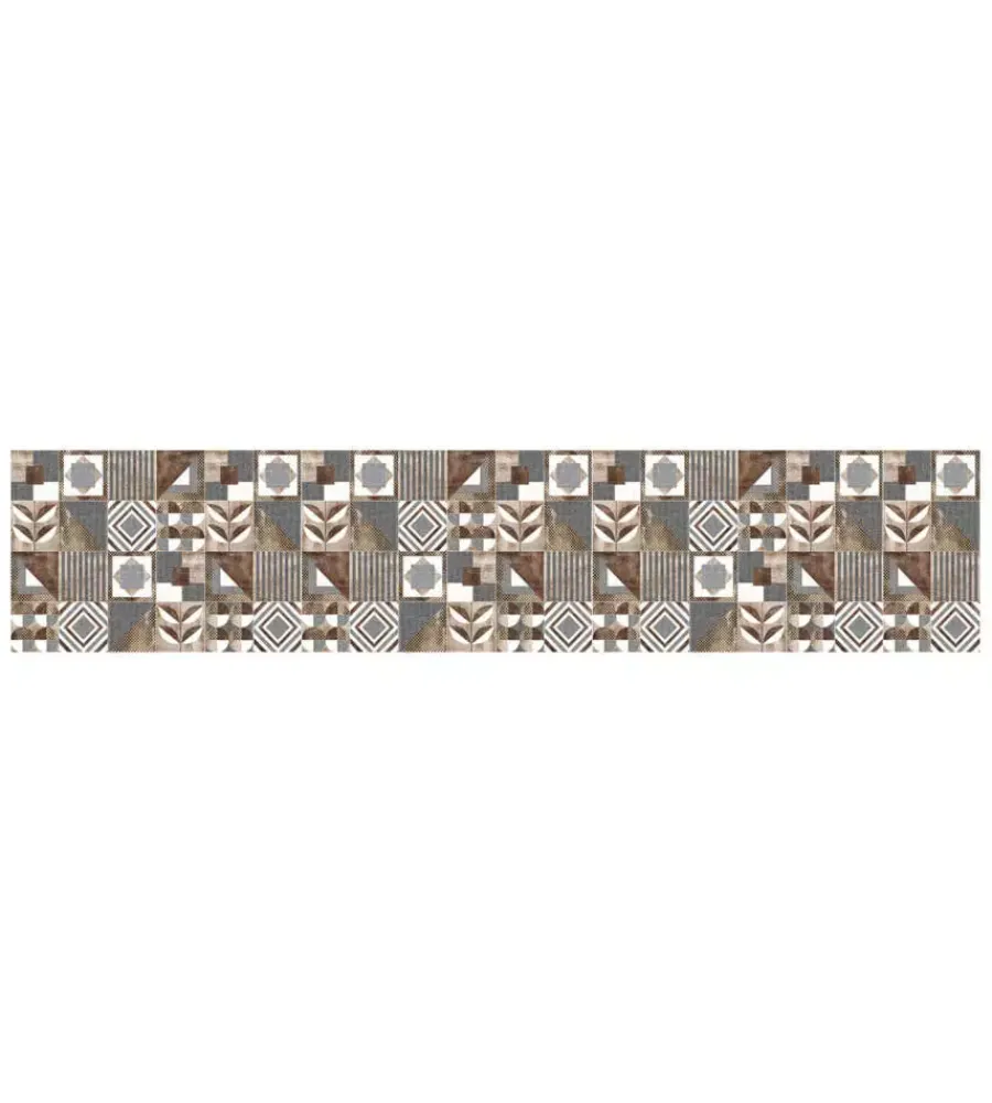Tessile D'Arredo|Passatoia in vinile "runner" fantasia "brown cementine", 240x50 cm