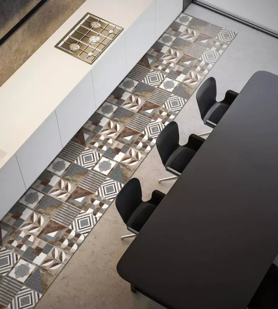 Tessile D'Arredo|Passatoia in vinile "runner" fantasia "brown cementine", 240x50 cm