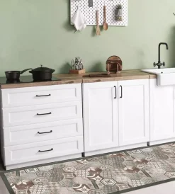 Tessile D'Arredo- Passatoia in vinile "runner" fantasia "hexagonal green tiles", 240x50 cm