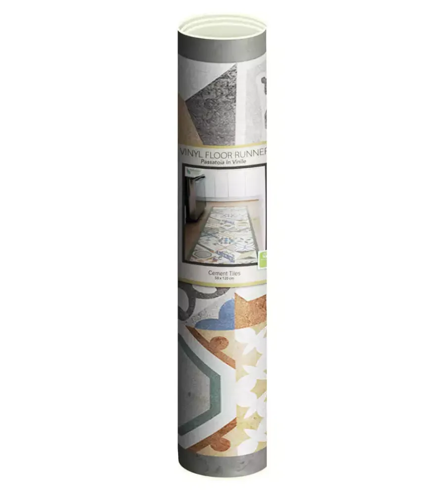 Discount Passatoia in vinile "runner" fantasia "cement tiles", 120x50 cm Tessile D'Arredo