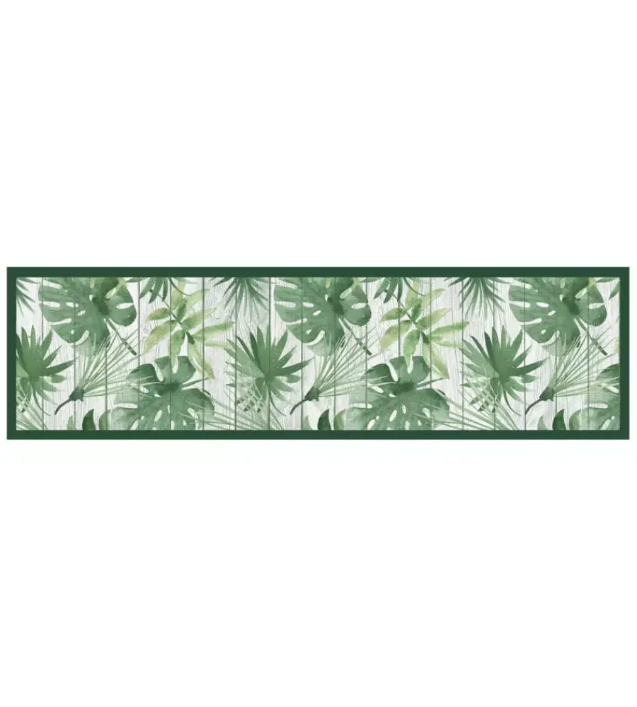 Tessile D'Arredo- Passatoia in vinile "runner" fantasia "green tropical", 180x50 cm