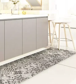 Tessile D'Arredo- Passatoia in vinile "runner" fantasia "piastrelle grigie", 180x50 cm