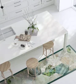 Tessile D'Arredo- Passatoia in vinile "runner" fantasia "tropical composition", 240x50 cm