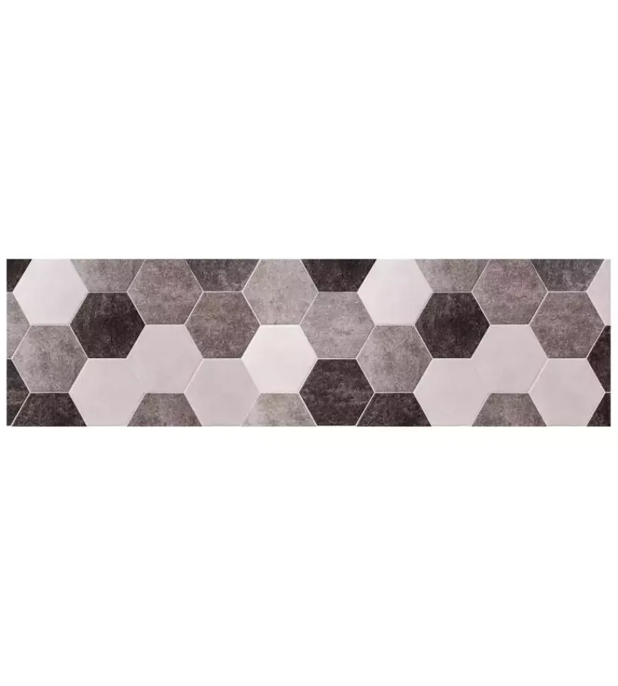 Tessile D'Arredo|Passatoia in vinile "runner" fantasia "esagoni grigi", 180x50 cm
