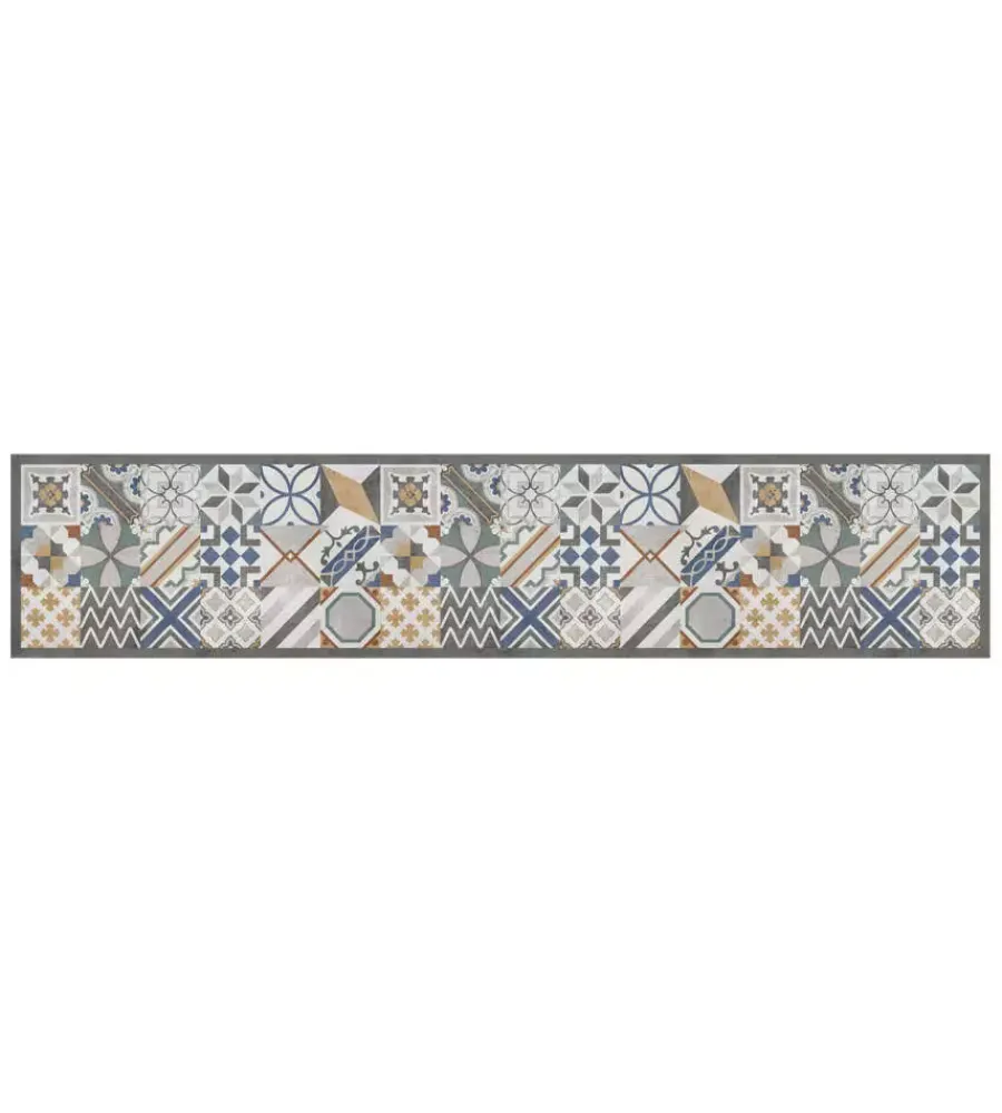 Tessile D'Arredo|Passatoia in vinile "runner" fantasia "cement tiles", 240x50 cm