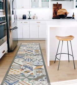 Tessile D'Arredo|Passatoia in vinile "runner" fantasia "cement tiles", 240x50 cm