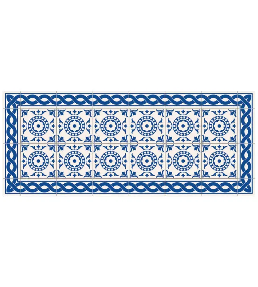 Tessile D'Arredo- Passatoia in vinile "runner" fantasia "tile carpet", 120x50 cm