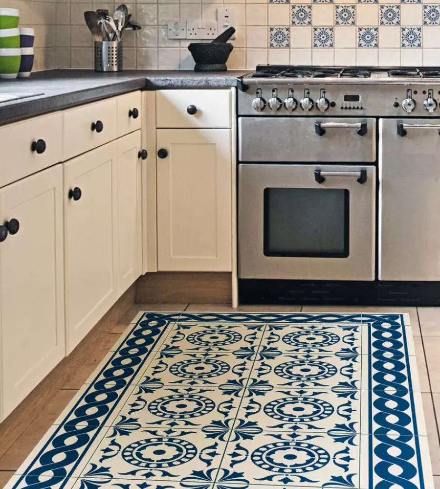 Tessile D'Arredo- Passatoia in vinile "runner" fantasia "tile carpet", 120x50 cm