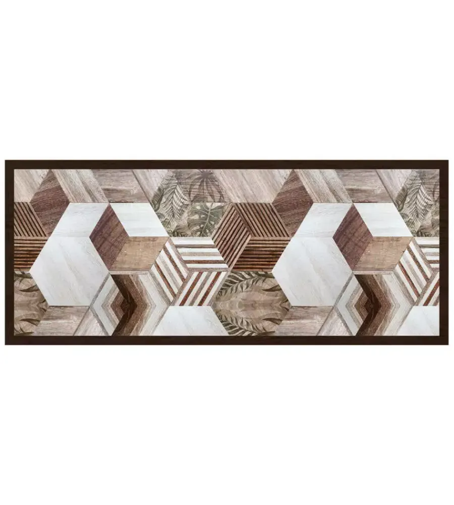 Tessile D'Arredo|Passatoia in vinile "runner" fantasia "wood tropical hexagons", 120x50 cm
