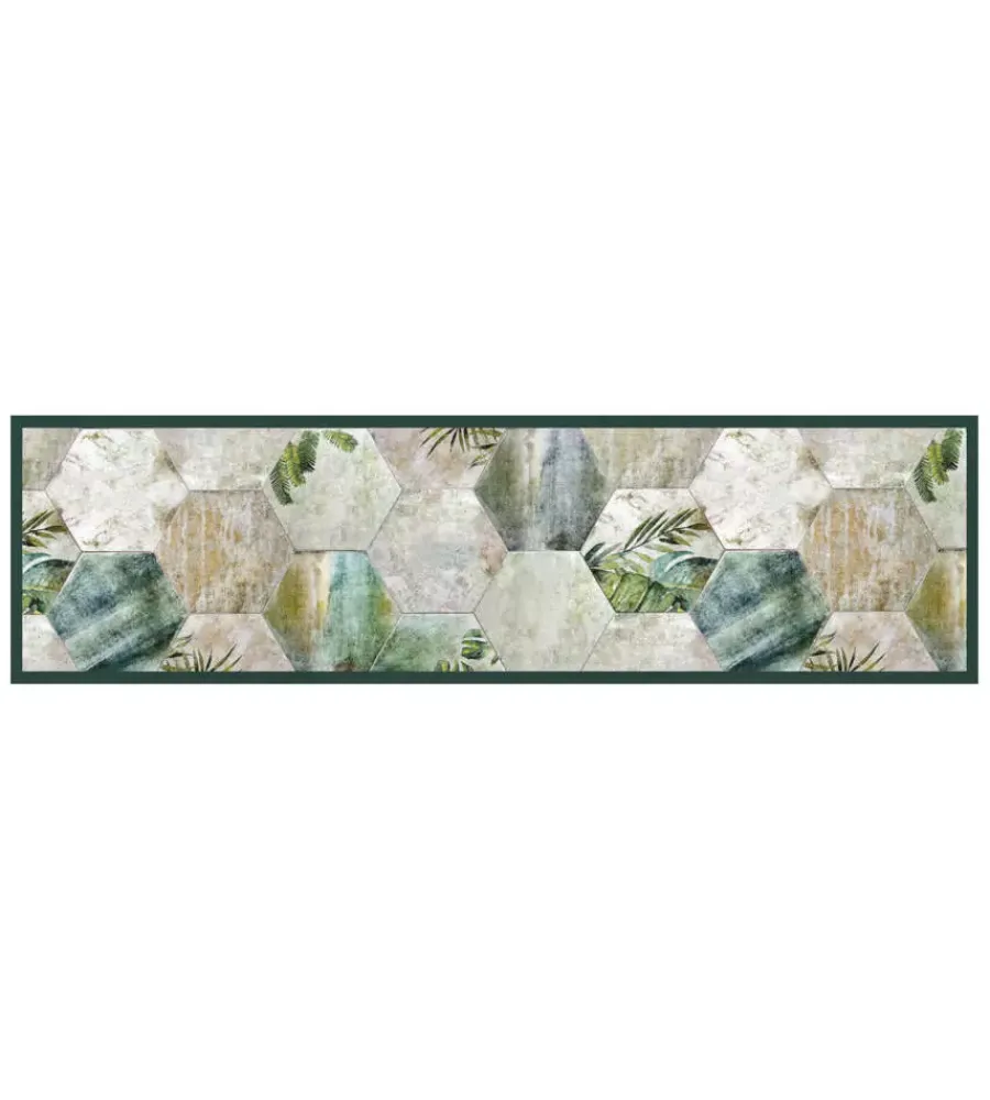 Tessile D'Arredo- Passatoia in vinile "runner" fantasia "tropical composition", 180x50 cm