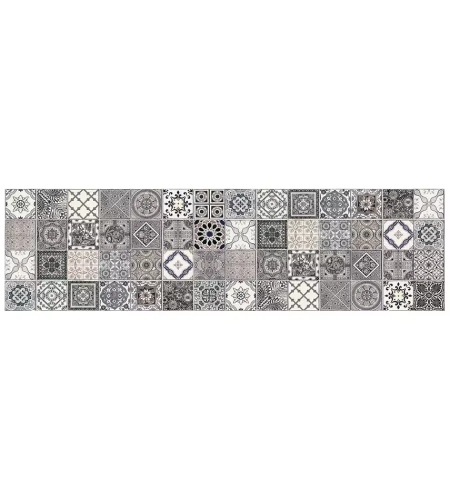 Tessile D'Arredo- Passatoia in vinile "runner" fantasia "azulejos vintage", 180x50 cm