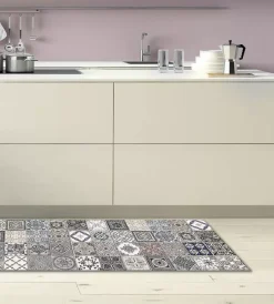 Tessile D'Arredo- Passatoia in vinile "runner" fantasia "azulejos vintage", 180x50 cm