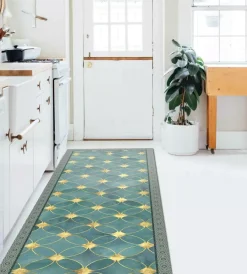 Tessile D'Arredo- Passatoia in vinile "runner" fantasia "green gold", 240x50 cm