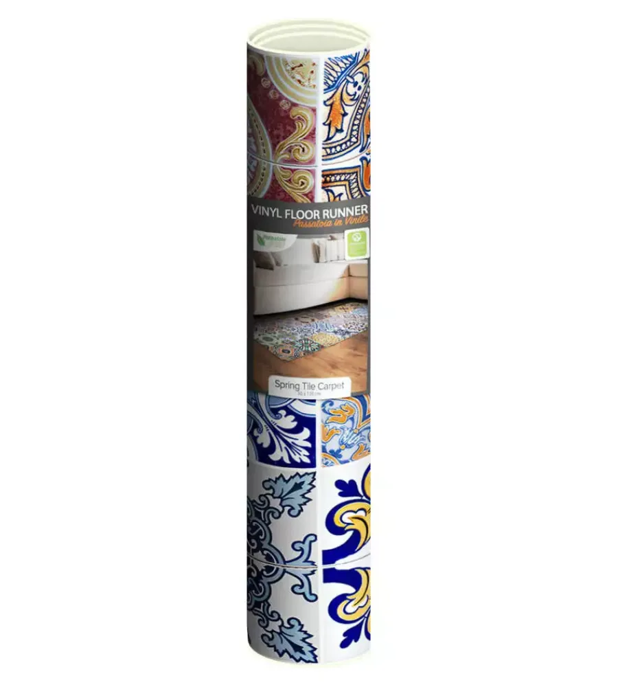 Tessile D'Arredo|Passatoia in vinile "runner" fantasia "spring tile carpet", 120x50 cm
