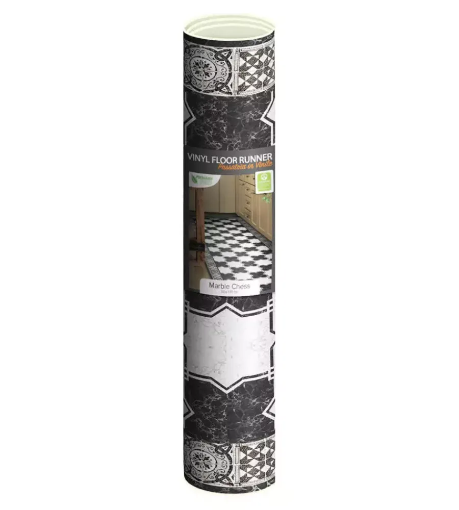 Tessile D'Arredo|Passatoia in vinile "runner" fantasia "marble chess", 120x50 cm