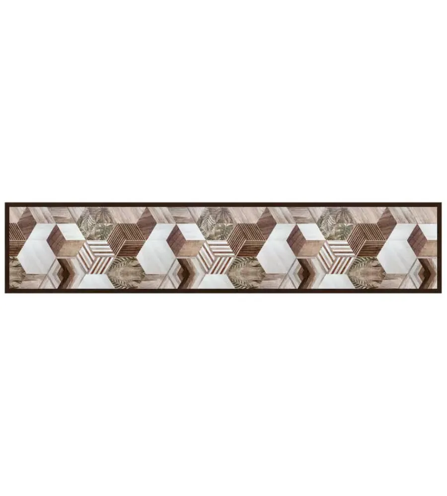 Best Passatoia in vinile "runner" fantasia "wood tropical hexagons", 240x50 cm Tessile D'Arredo